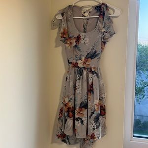 Grey and floral chiffon dress!